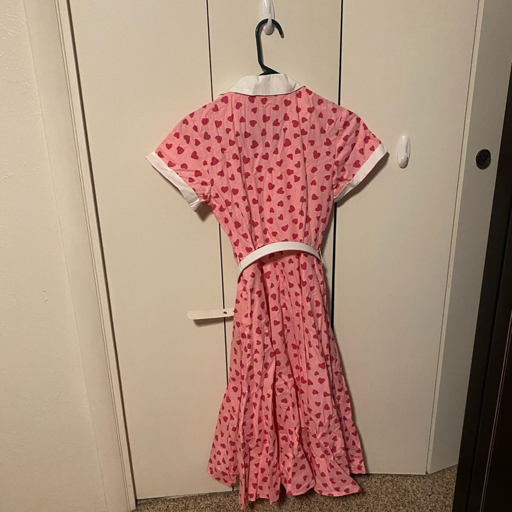 Unique Vintage Hot Pink Heart Alexis Swing Dress - Picture 3 of 3